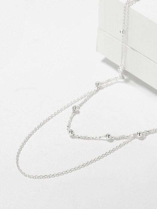 [Silver925] TWO LINE LAYERED BALL NECKLACE
