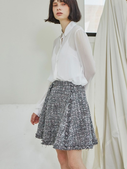 Tweed Flare Skirt_Gray