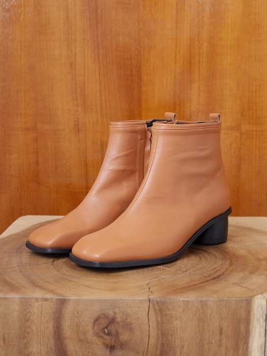 square ankle boots caramel