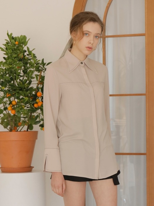 LIGHTLY STITCH SHIRT_BEIGE