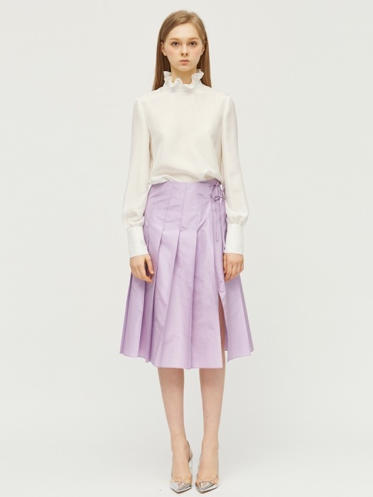 Lavender pleat silk dress