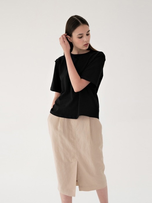 linen band skirt (beige)