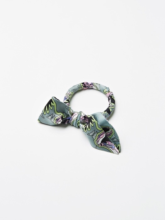 Lime Green Bird Printed Silk Wrapped Bangle