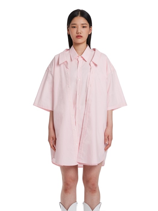 Double Layered Half-Shirts_ pink