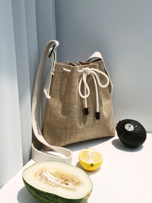 picnic mini bucket bag - beige color