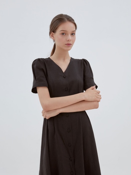 slim pintuck button dress [black]