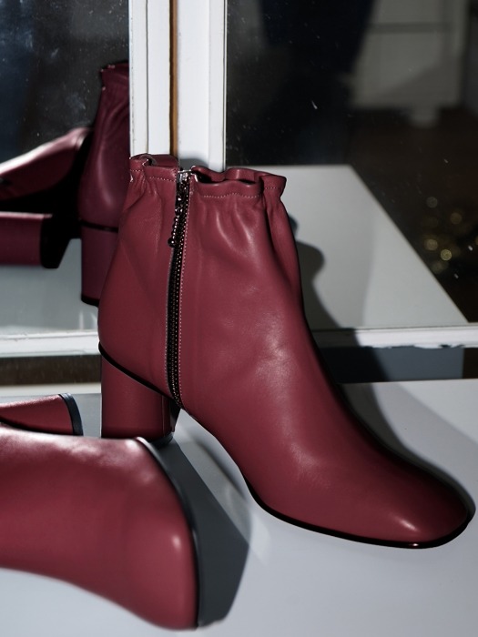 Melody Ankle Shirring Boots / YY9A-B11 Burgundy
