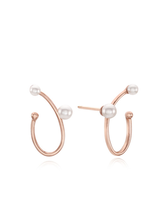 EM9940 Curved Line with Pearl Earring
