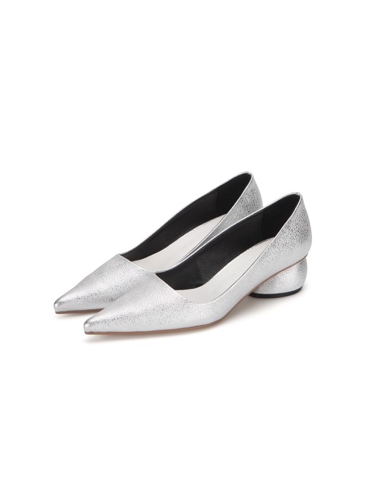Extreme Sharp Toe Mid-heels | Silver pebble