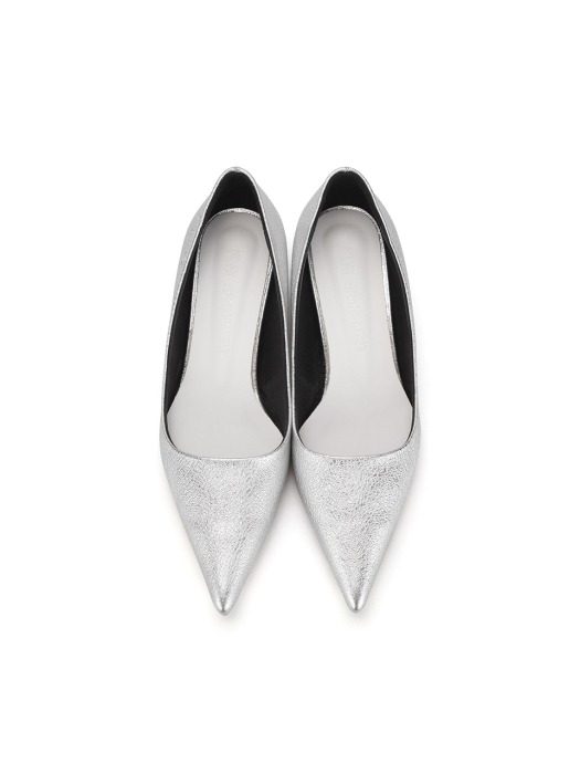 Extreme Sharp Toe Mid-heels | Silver pebble