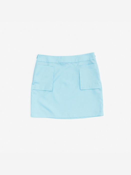 Blue moire mini skirt_B205AWS008BL
