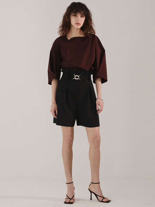 BELTED BALLOON SHORTS [BLACK]
