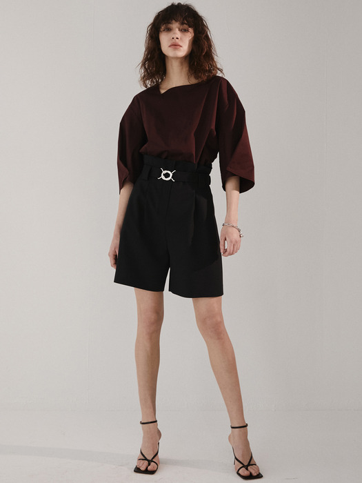 BELTED BALLOON SHORTS [BLACK]