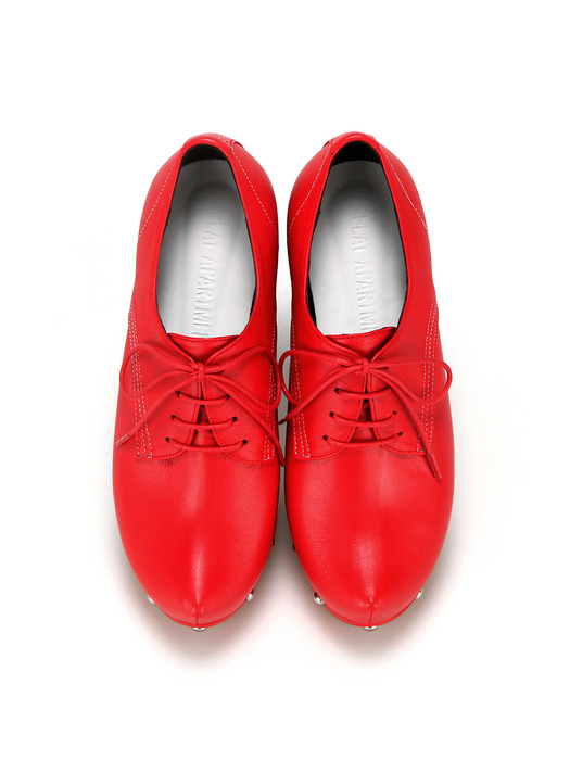 Pointed toe derby platforms | Red