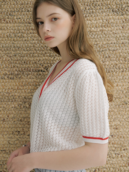 monts 1138 colourway puff-sleeve knit (white) 