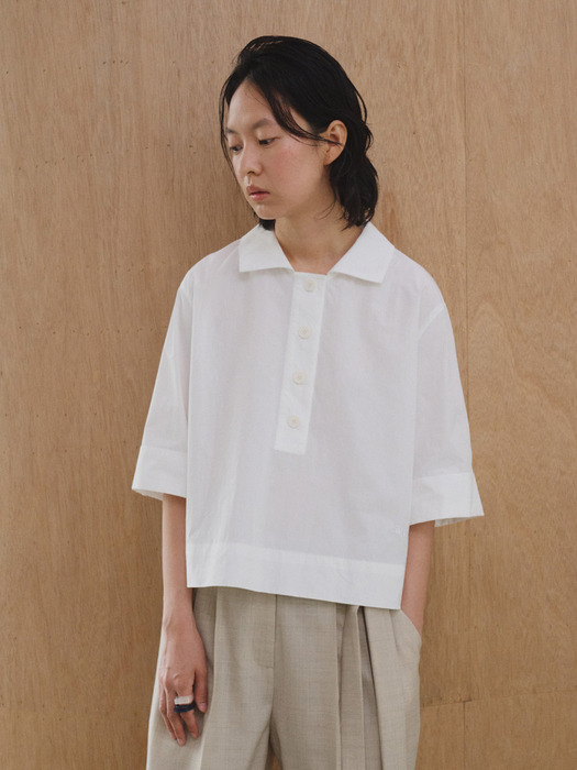 Shirts S Crop Button White