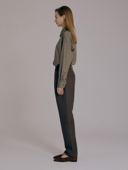 Wool tapered trousers (Taupe brown)