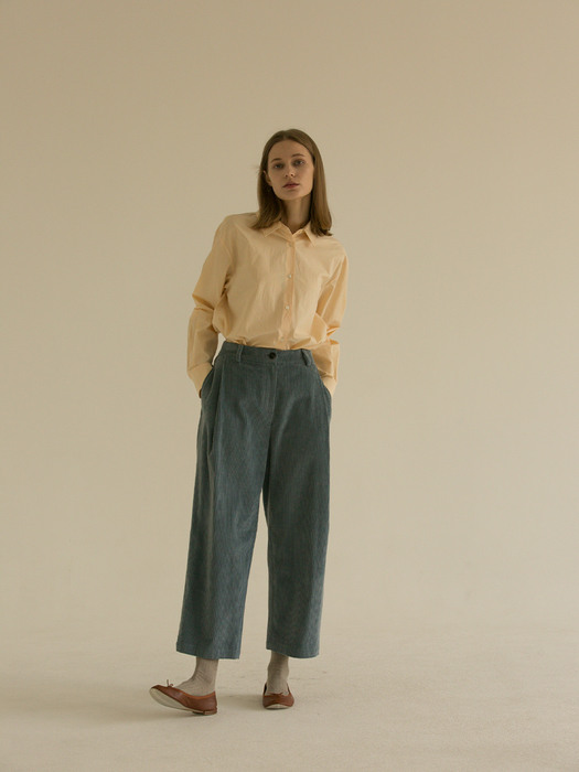 SALENA TUCK PANTS-BLUE CORDUROY