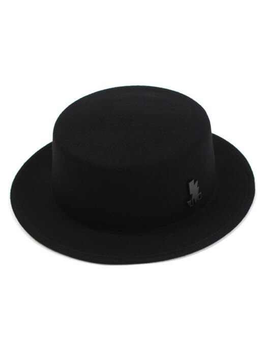 Black Flat Short Wool Fedora BK 울페도라