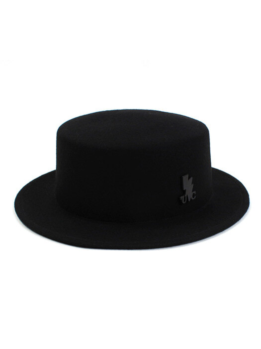 Black Flat Short Wool Fedora BK 울페도라