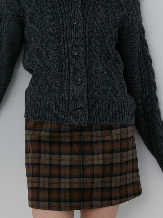 comos450 wool check mini skirt (brown)