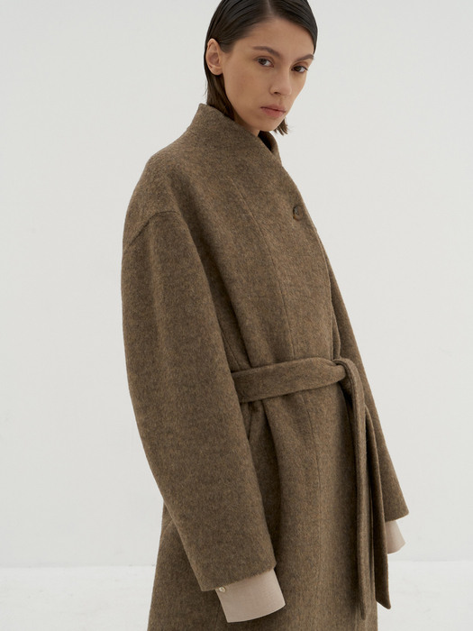 Shawl Collar Coat [Brown]