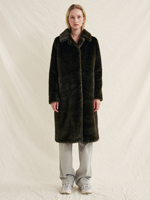 Penny20 Eco Fur Coat [Olive]