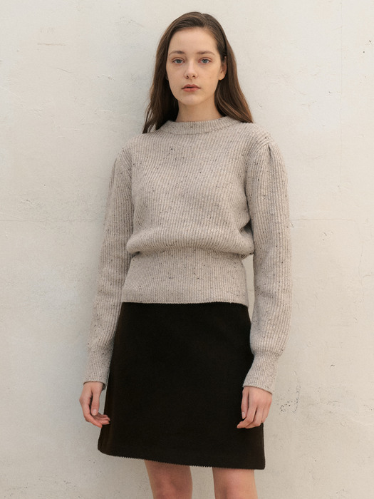 Volume Slim Wool Knit_Beige