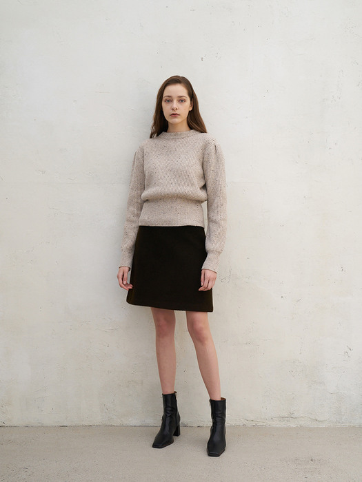 Volume Slim Wool Knit_Beige