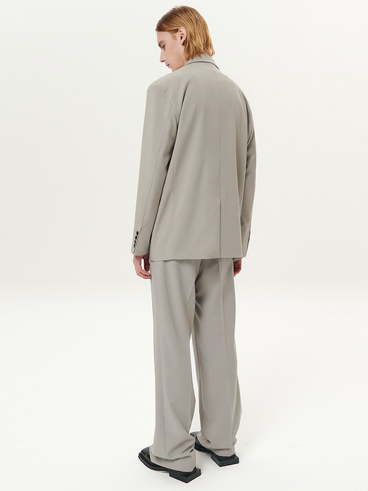 Coin Pocket Two tuck Wide Pants (Greyish Beige)
