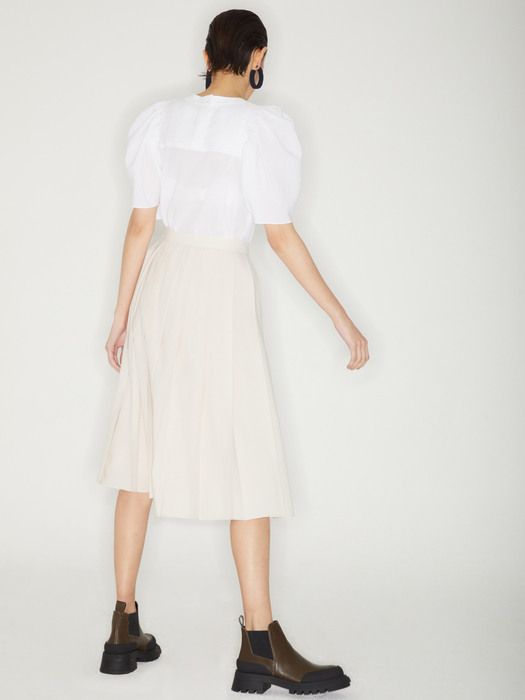 WRAP PLEATS SKIRT_IVORY