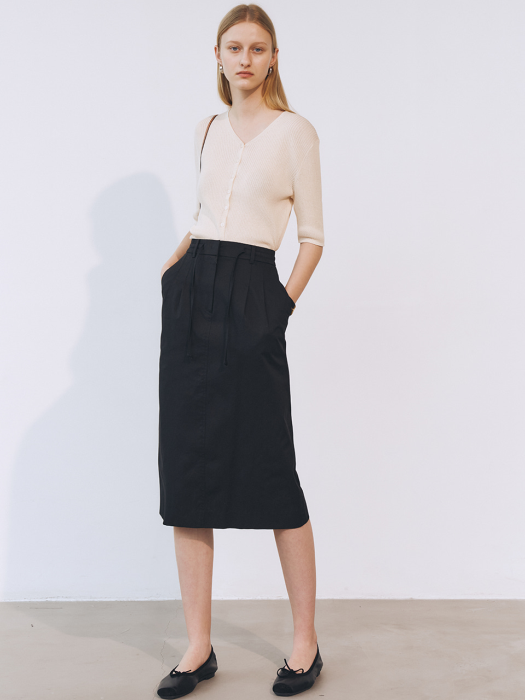 BANDED STRING SKIRT BLACK_UDSK1E202BK