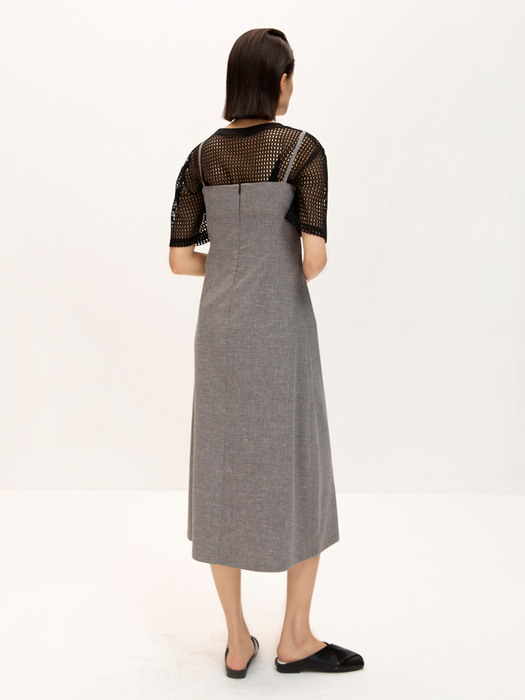 Knotted Linen Dress_Melange Grey