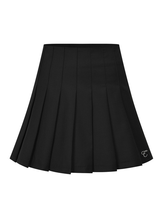 C BASIC COLOR PLEATS SKIRT_BLACK