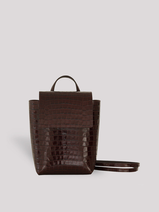 pure flap backpack - croc burgundy