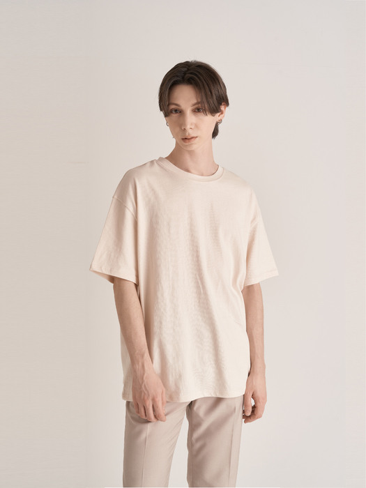 Cotton Overfit T-Shirt (Light-Beige)