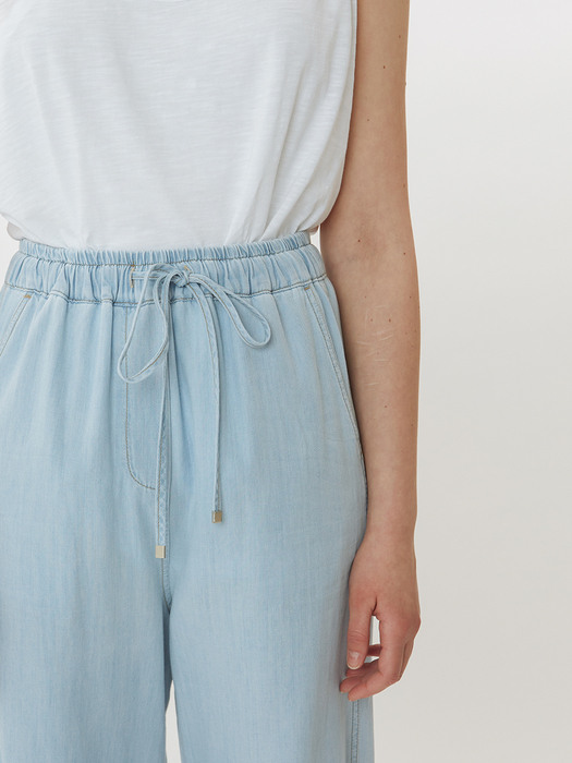 WIDE BANDDING DENIM PT