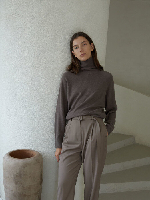 SLOW CASHMERE SWEATER (STEEL BROWN)