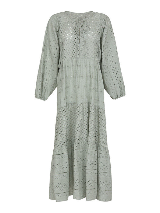 PUNCHED LACE MAXI ONEPIECE - MINT GREEN