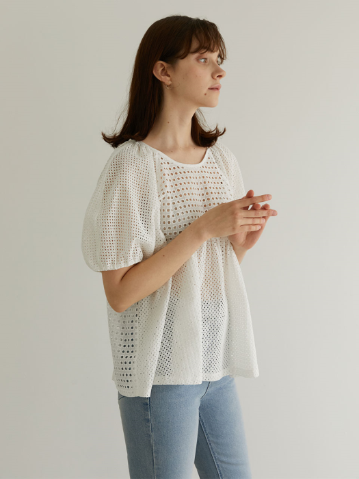 Coco Eyelet Blouse_White