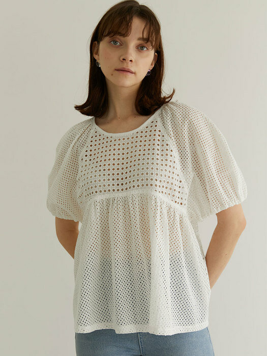 Coco Eyelet Blouse_White