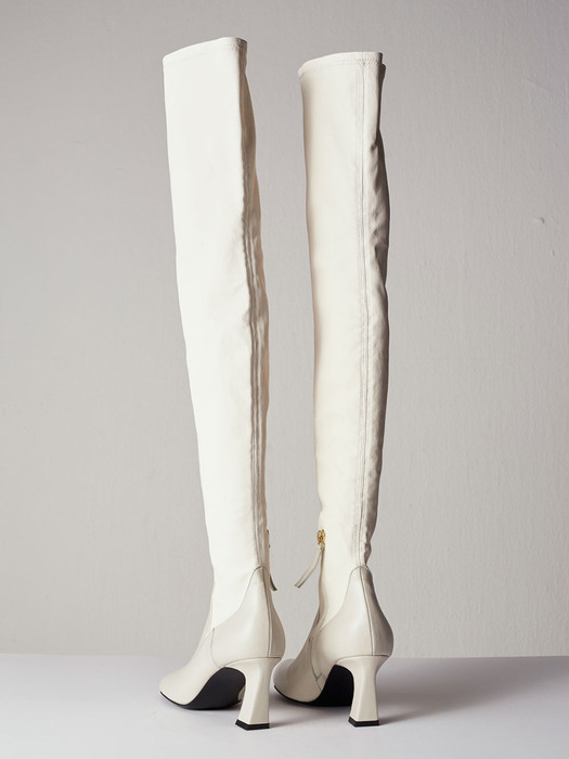 Louis Knee High Boots Lamb Skin / Cow Leather Ivory