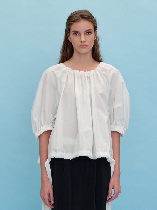 ROLLY Short Sleeve Puff Blouse - White