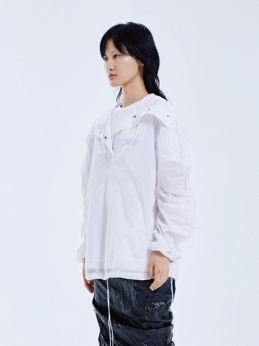Curved sleeve anorak (White)