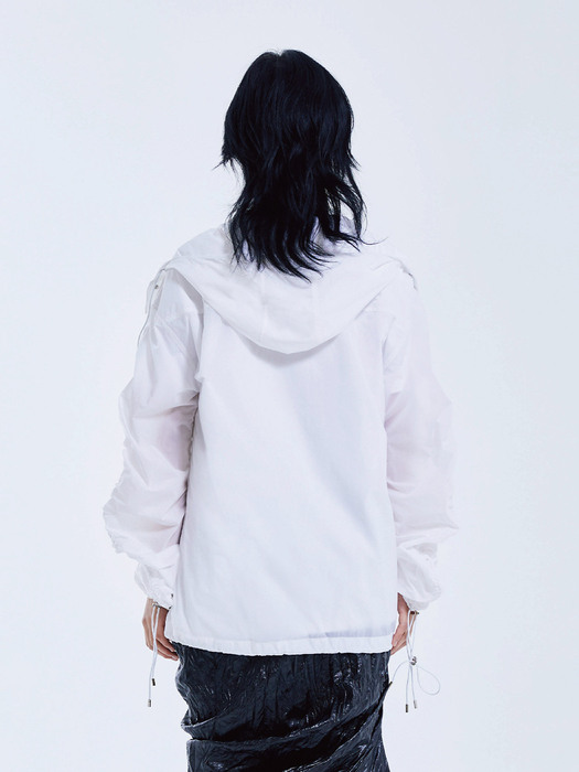 Curved sleeve anorak (White)