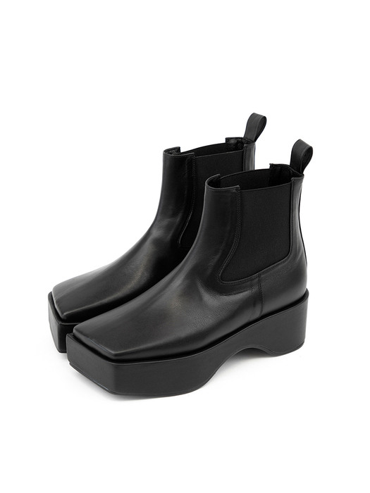 Square toe chelsea platform boots | Black
