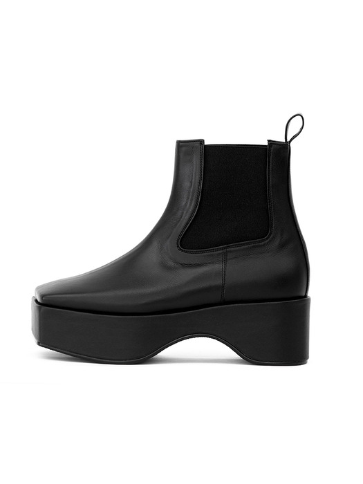 Square toe chelsea platform boots | Black