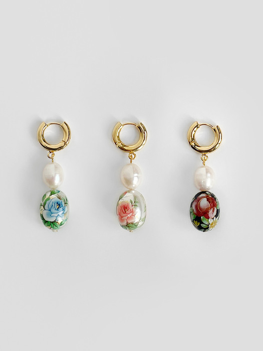 rose pearl earrings (3colors)
