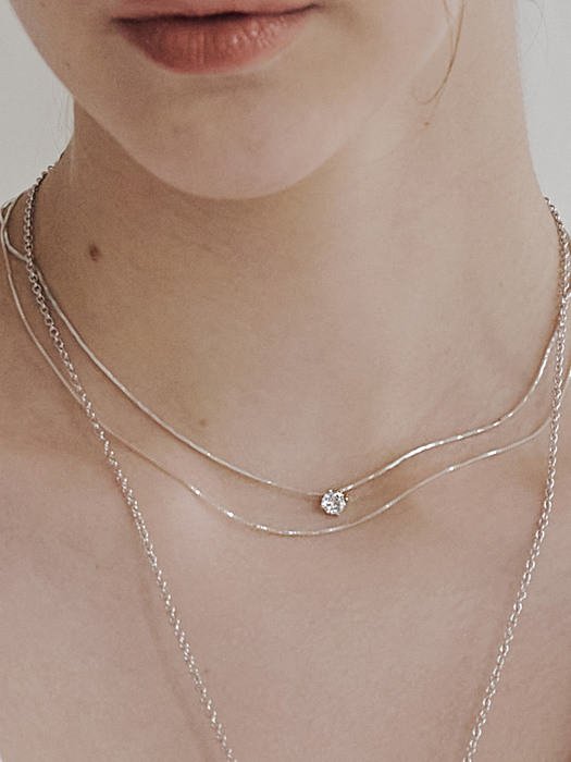 [silver925]Crystal center layered necklace