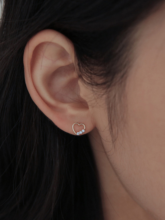 [단독]14K gold cubic heart earring